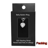 925 Silver CZ Belly Button Ring Heart Navel Piercing Sexy Body Jewelry