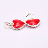 925 Sterling Silver Red Love Heart Pendant for Jewelry Making