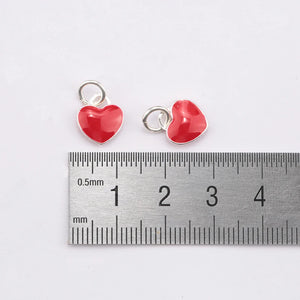 925 Sterling Silver Red Love Heart Pendant for Jewelry Making