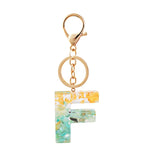 Glitter Alphabet Keychain English Letter Resin Leaf Crafts Charms