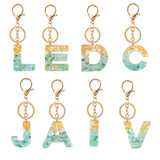 Glitter Alphabet Keychain English Letter Resin Leaf Crafts Charms