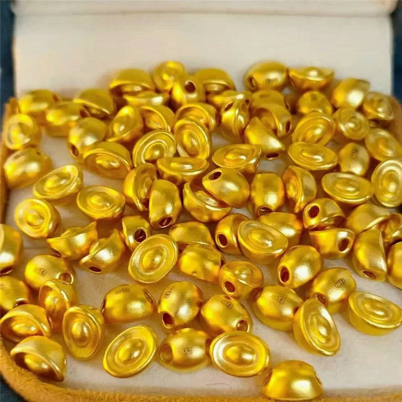 24K Yellow Yuanbao Ingot Bead Pendant, 0.08-0.1g
