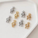 Bear Pendant Copper Movable Joint Zircon Plated Charms Jewelry Making