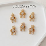 Bear Pendant Copper Movable Joint Zircon Plated Charms Jewelry Making