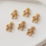 Bear Pendant Copper Movable Joint Zircon Plated Charms Jewelry Making
