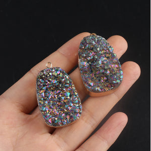 1PCS Agate Druzy Crystal Cluster Charm Pendant for DIY Jewelry