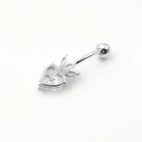 CZ Belly Button Ring 14G Heart Navel Piercing 925 Sterling Silver