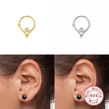 925 Silver Cartilage Hoop Earrings with Zircon, Teens Ear Piercing Jewelry
