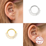925 Silver Cartilage Hoop Earrings with Zircon, Teens Ear Piercing Jewelry