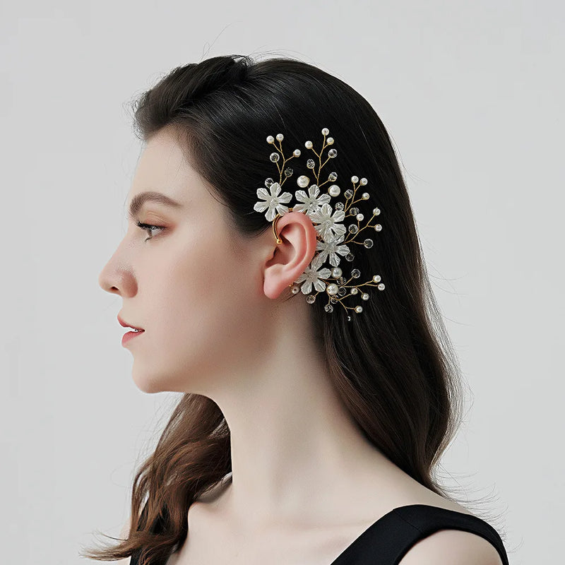 Baroque Leaf Ear Cuff Fairy Earring for Women Girls Wedding Jewelry