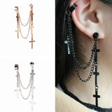 Gothic Punk Style Ear Cuff Earrings with Tassel Chains