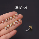 Crystal Flower Nose Stud Stainless Steel Cz Heart Nose Ring Butterfly Piercing