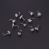 Crystal Flower Nose Stud Stainless Steel Cz Heart Nose Ring Butterfly Piercing