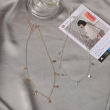 DIY Five Pointed Star Pendant Necklace Stainless Steel Chain