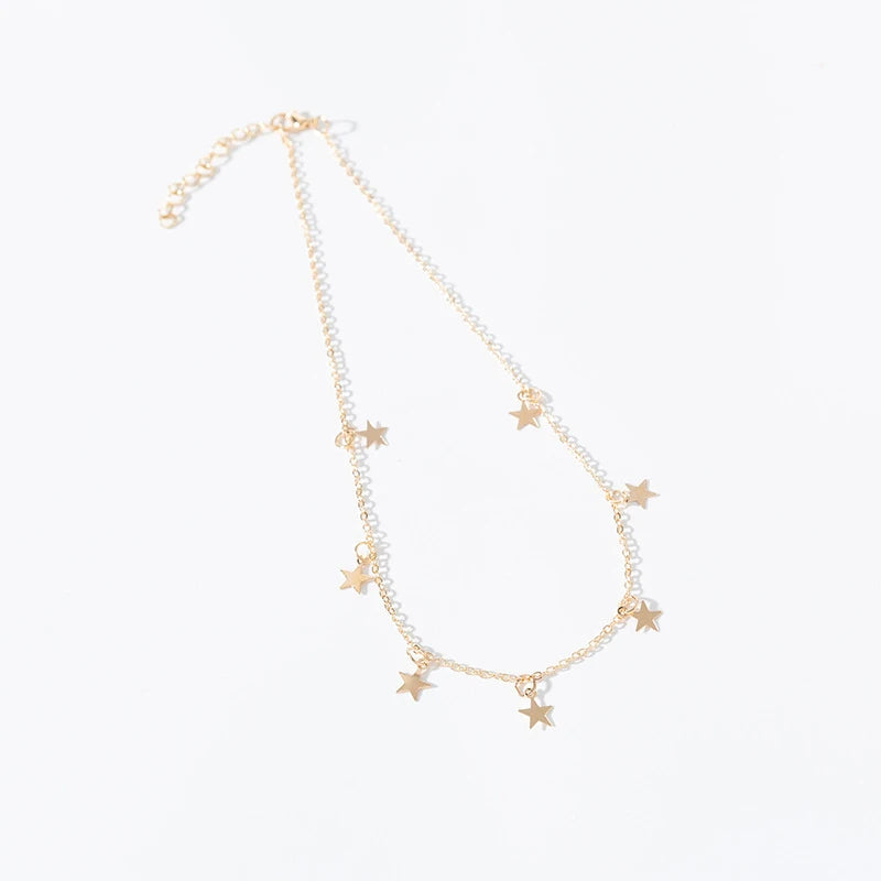 DIY Five Pointed Star Pendant Necklace Stainless Steel Chain