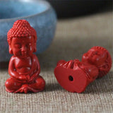 Ethnic Cinnabar Buddha Pendant Necklace Beads Gift Classic Retro Antique