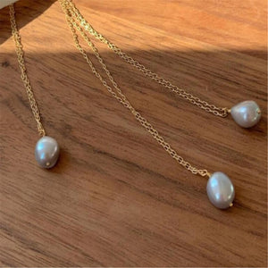 11-12mm Gray Baroque Pearl Necklace 18 inches Classic Cultured Jewelry
