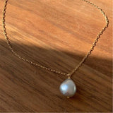 11-12mm Gray Baroque Pearl Necklace 18 inches Classic Cultured Jewelry