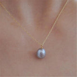 11-12mm Gray Baroque Pearl Necklace 18 inches Classic Cultured Jewelry