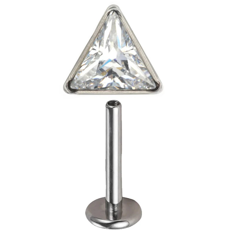 Titanium Triangle CZ Pave Top Labret Stud