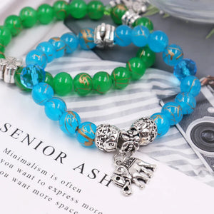 Printing Glass Bracelet Animal Alloy Pendant Beading Harajuku Style Bracelet