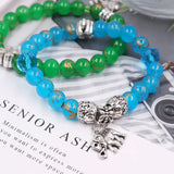 Printing Glass Bracelet Animal Alloy Pendant Beading Harajuku Style Bracelet