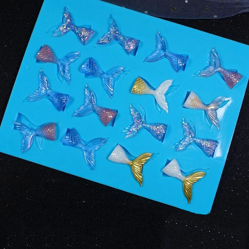 Marine Mini Fish Tail Silicone Mold DIY Liquid Table Keychain Mould