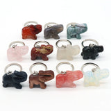 Natural Stone Elephant Keychain Pendant Opal Quartz Red Agate Car Keychain