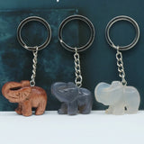 Natural Stone Elephant Keychain Pendant Opal Quartz Red Agate Car Keychain