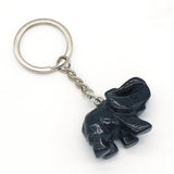 Natural Stone Elephant Keychain Pendant Opal Quartz Red Agate Car Keychain
