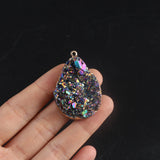 Natural Stone Plated Colorful Crystal Pendant Jewelry Making