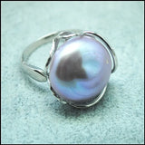 Men's Adjustable Pearl Ring for Wedding or Party