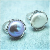 Men's Adjustable Pearl Ring for Wedding or Party