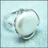 Men's Adjustable Pearl Ring for Wedding or Party