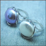 Men's Adjustable Pearl Ring for Wedding or Party