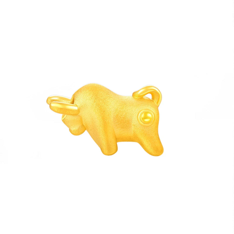 24Kt Yellow Pendant Women Fu Cow Bead 0.1-0.2g 11*6.2*1.6mm