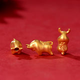 24Kt Yellow Pendant Women Fu Cow Bead 0.1-0.2g 11*6.2*1.6mm