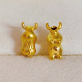24Kt 3D Yellow Fu Cow Bead 0.1-0.2g 11*4.8mm Pendant