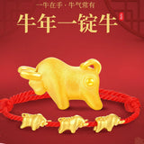 24Kt Yellow Pendant Women Fu Cow Bead 0.1-0.2g 11*6.2*1.6mm