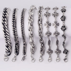 Surgical Steel Skeleton Cross Cuban Bracelet Hip Hop Skull Unisex Jewelry