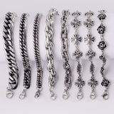 Surgical Steel Skeleton Cross Cuban Bracelet Hip Hop Skull Unisex Jewelry