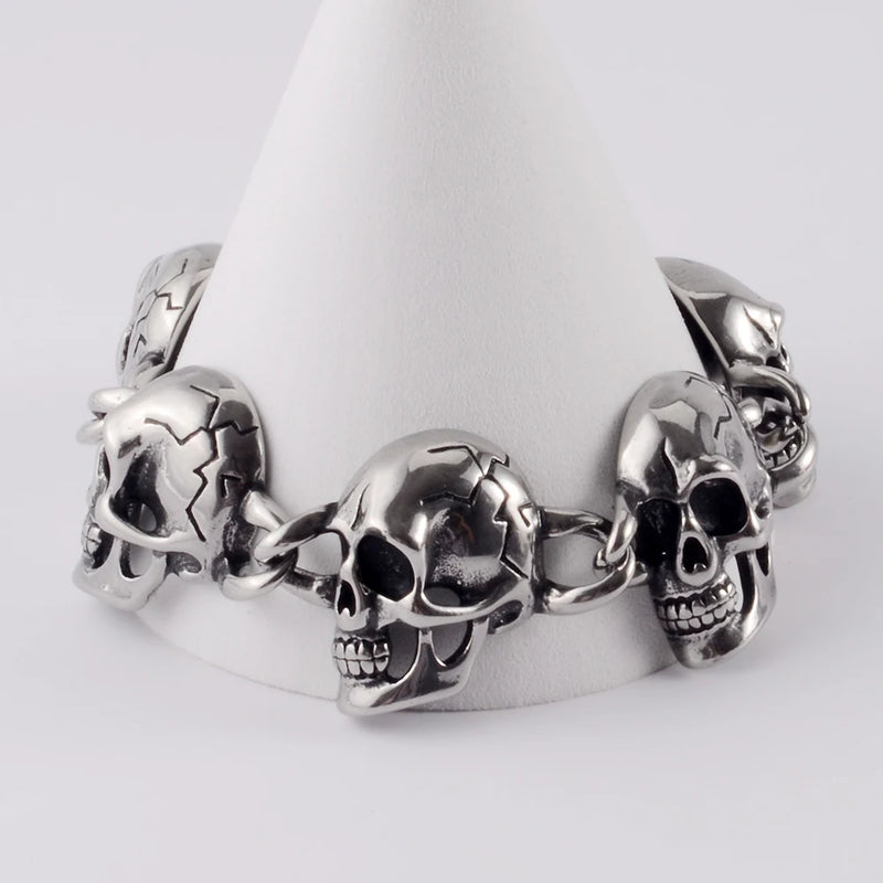 Surgical Steel Skeleton Cross Cuban Bracelet Hip Hop Skull Unisex Jewelry