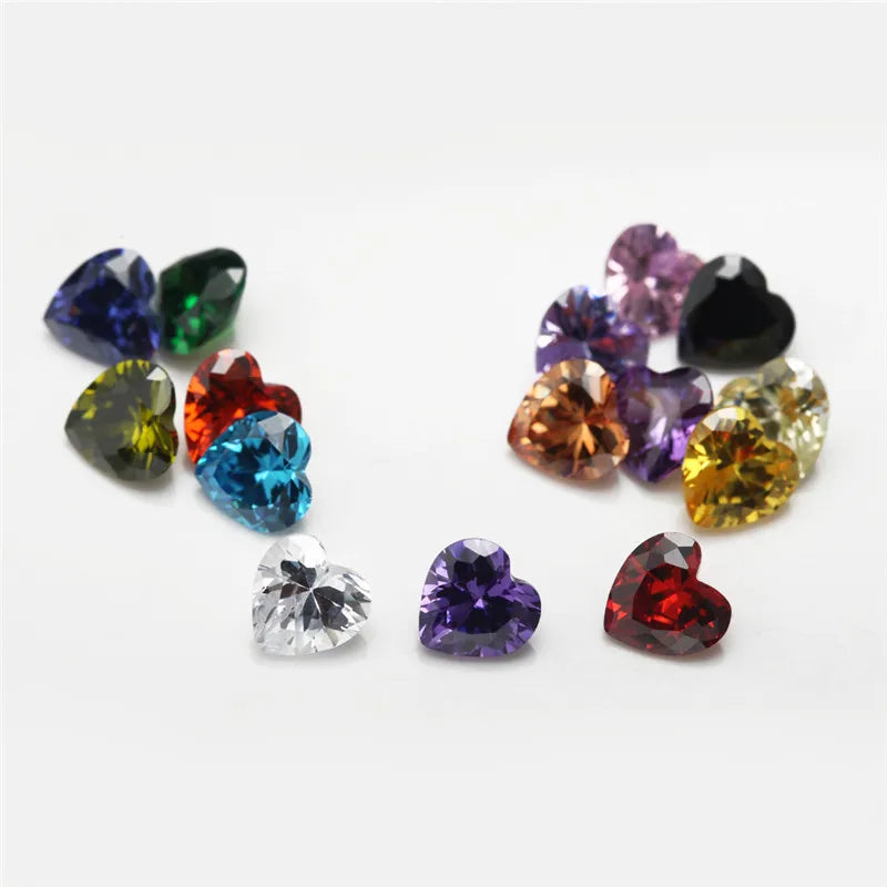 Set of 15 Heart Shape CZ Stones 4-10mm