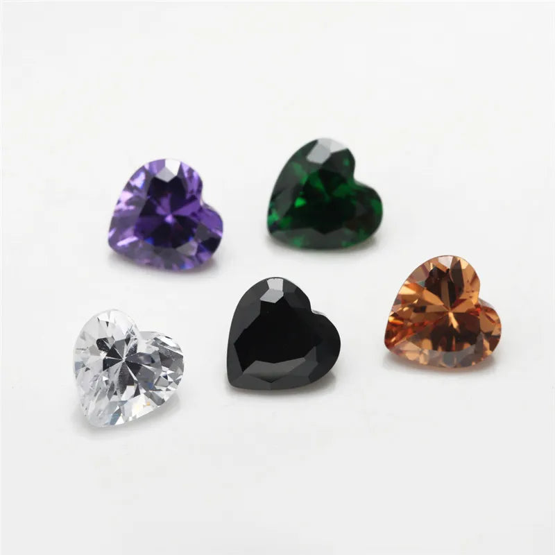 Set of 15 Heart Shape CZ Stones 4-10mm