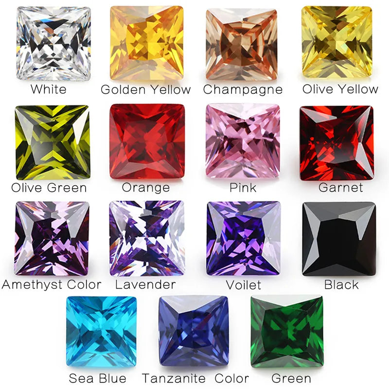 15pcs 4-10mm Square CZ Stone Loose Cubic Zirconia