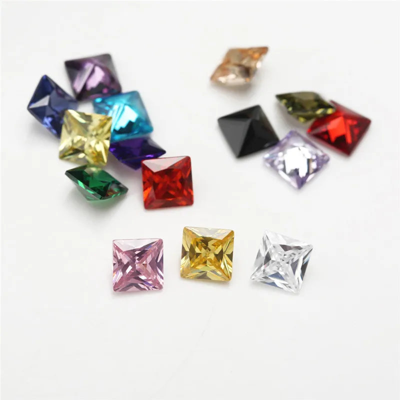 15pcs 4-10mm Square CZ Stone Loose Cubic Zirconia