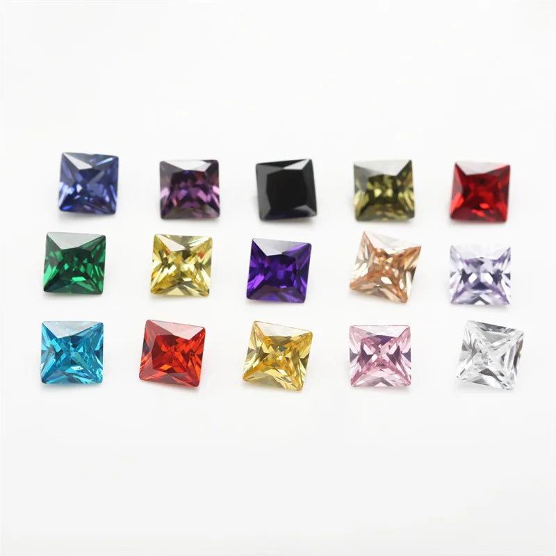 15pcs 4-10mm Square CZ Stone Loose Cubic Zirconia