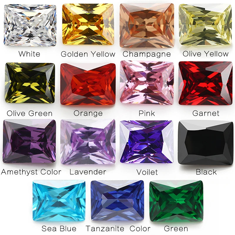 15pcs Rectangle Shape CZ Stones 4x6mm ~ 10x12mm for Jewelry DIY