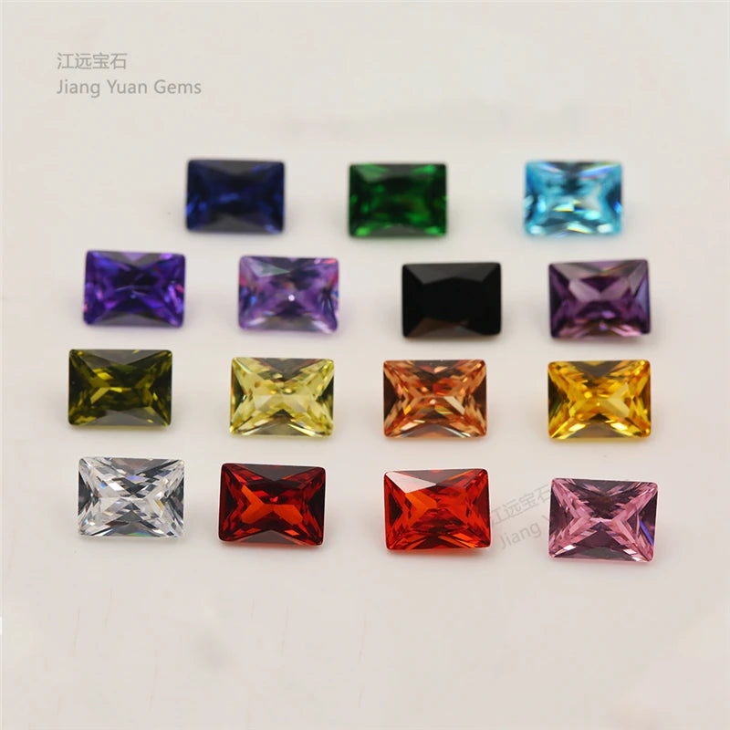 15pcs Rectangle Shape CZ Stones 4x6mm ~ 10x12mm for Jewelry DIY