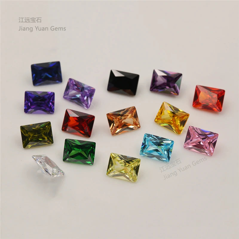 15pcs Rectangle Shape CZ Stones 4x6mm ~ 10x12mm for Jewelry DIY